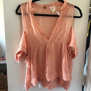 Free People tank with off the shoulder sleeves